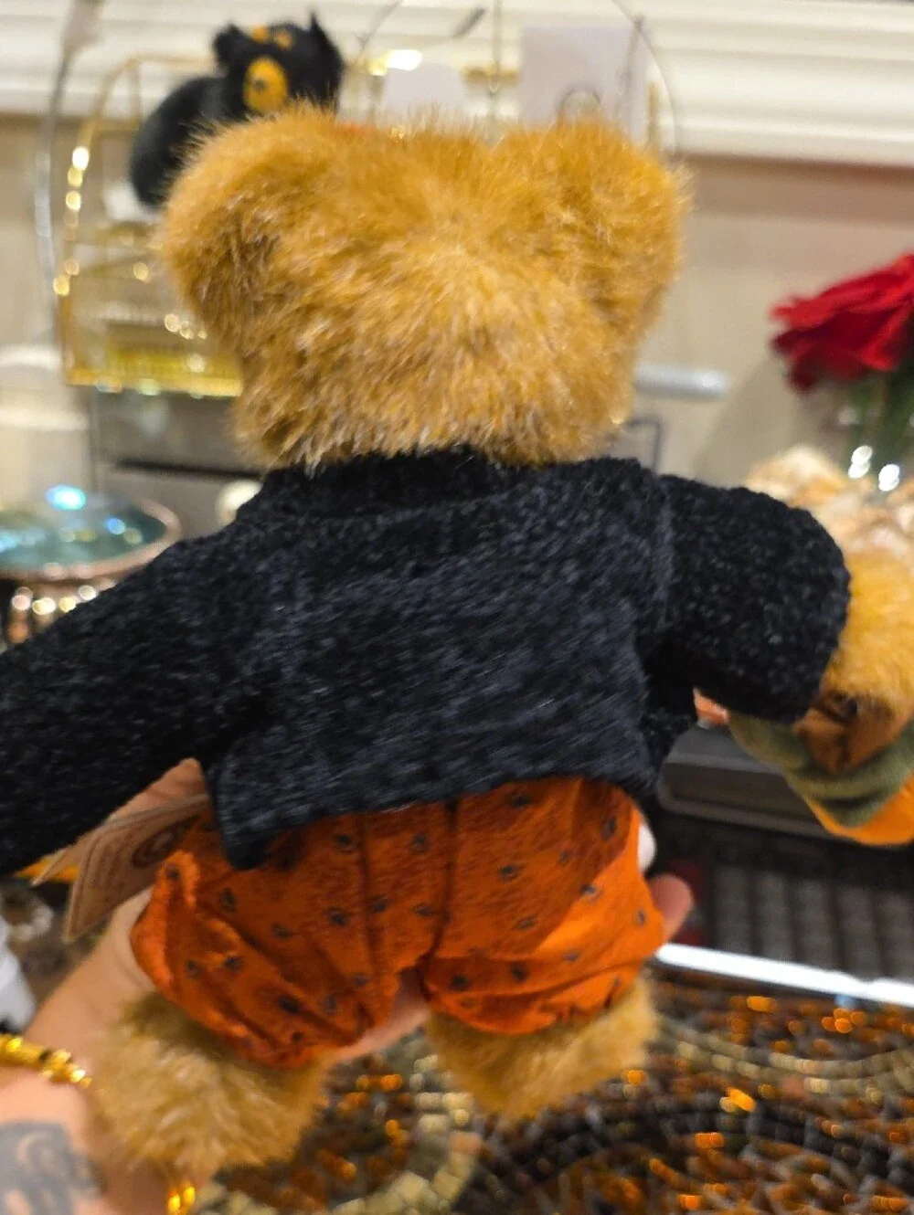 Boyds Bears Plush Pumpkin-Themed Bear in Orange and Black Outfit
